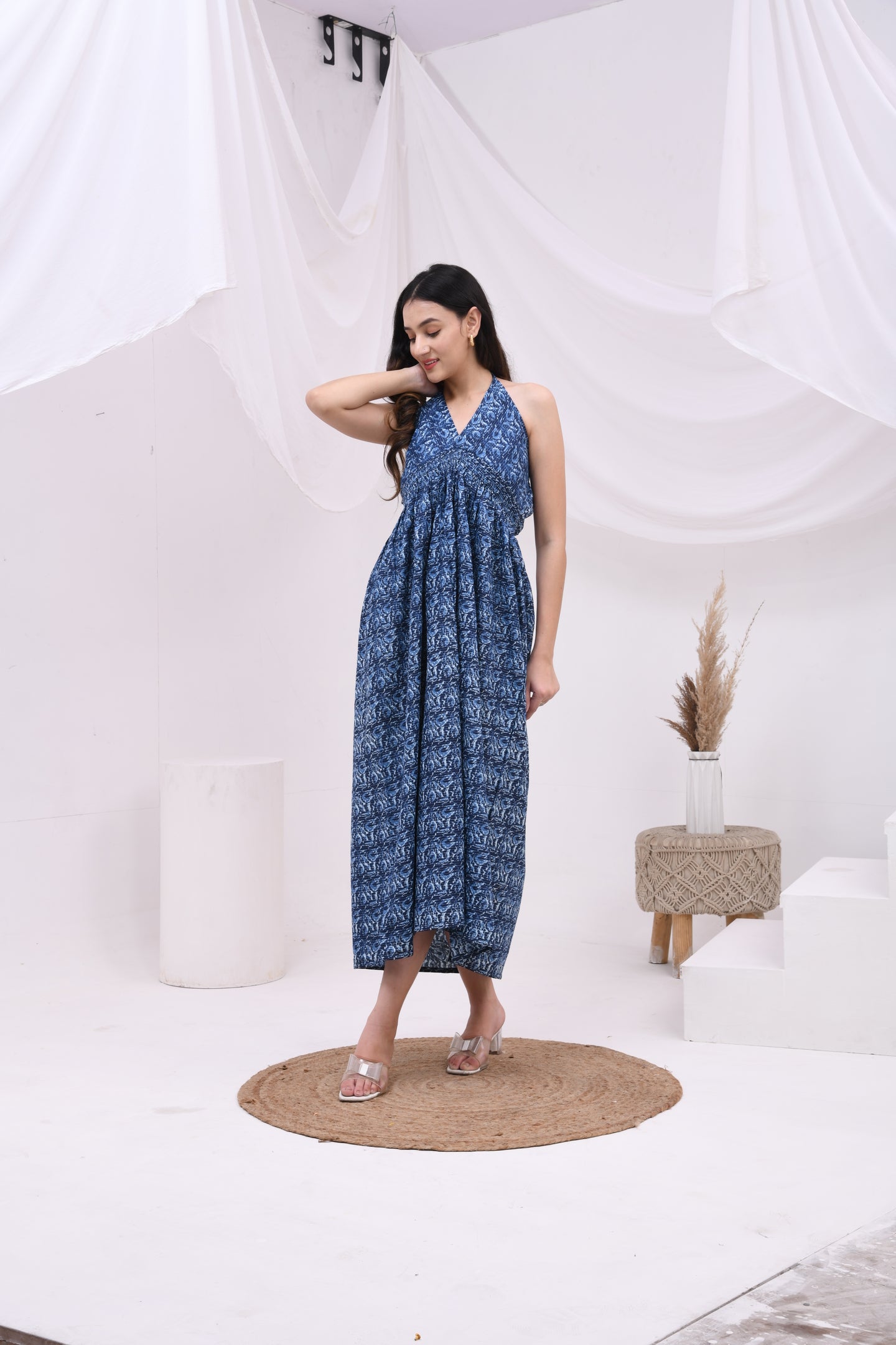 Blue Printed Maxi dress