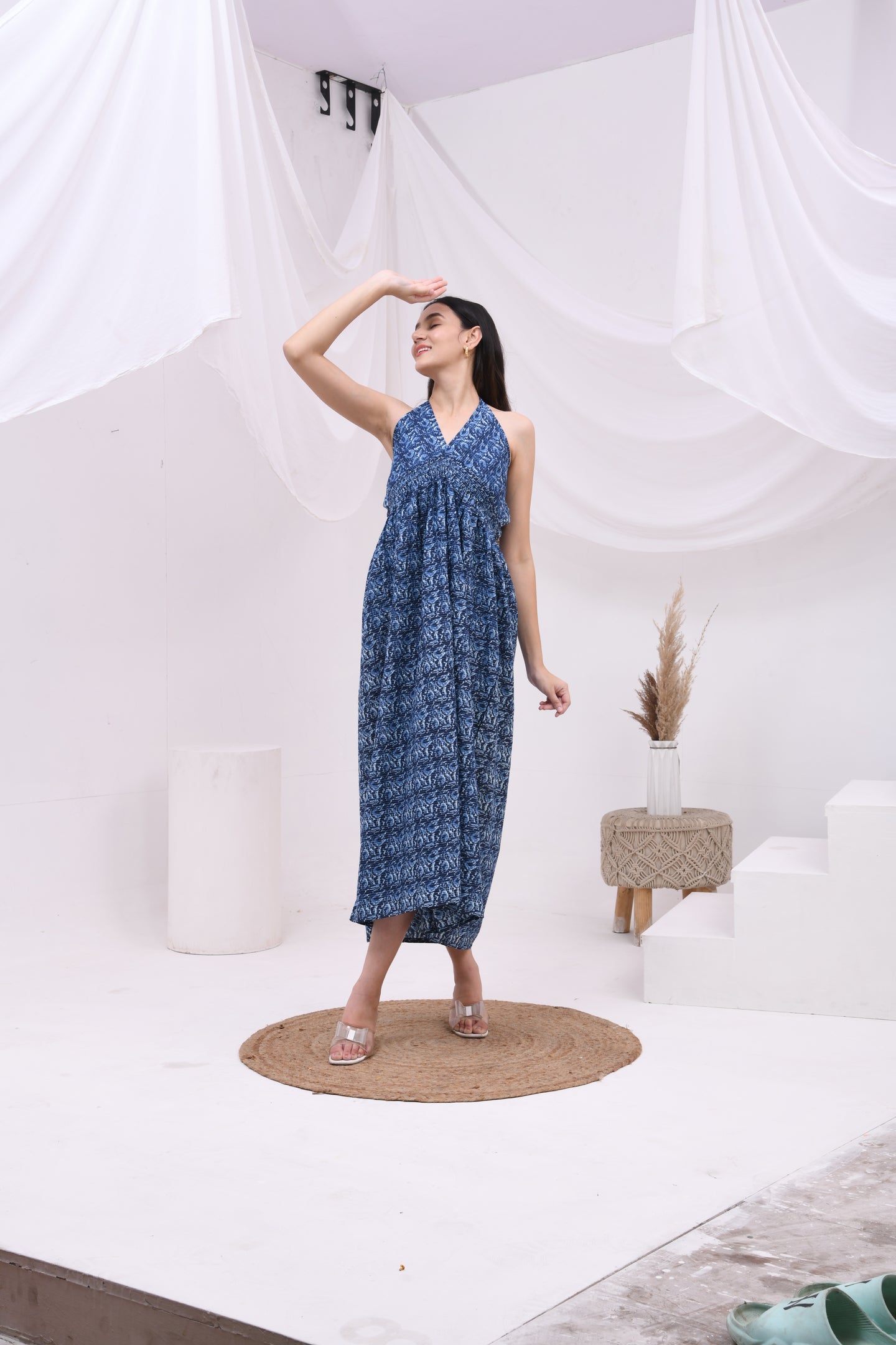 Blue Printed Maxi dress