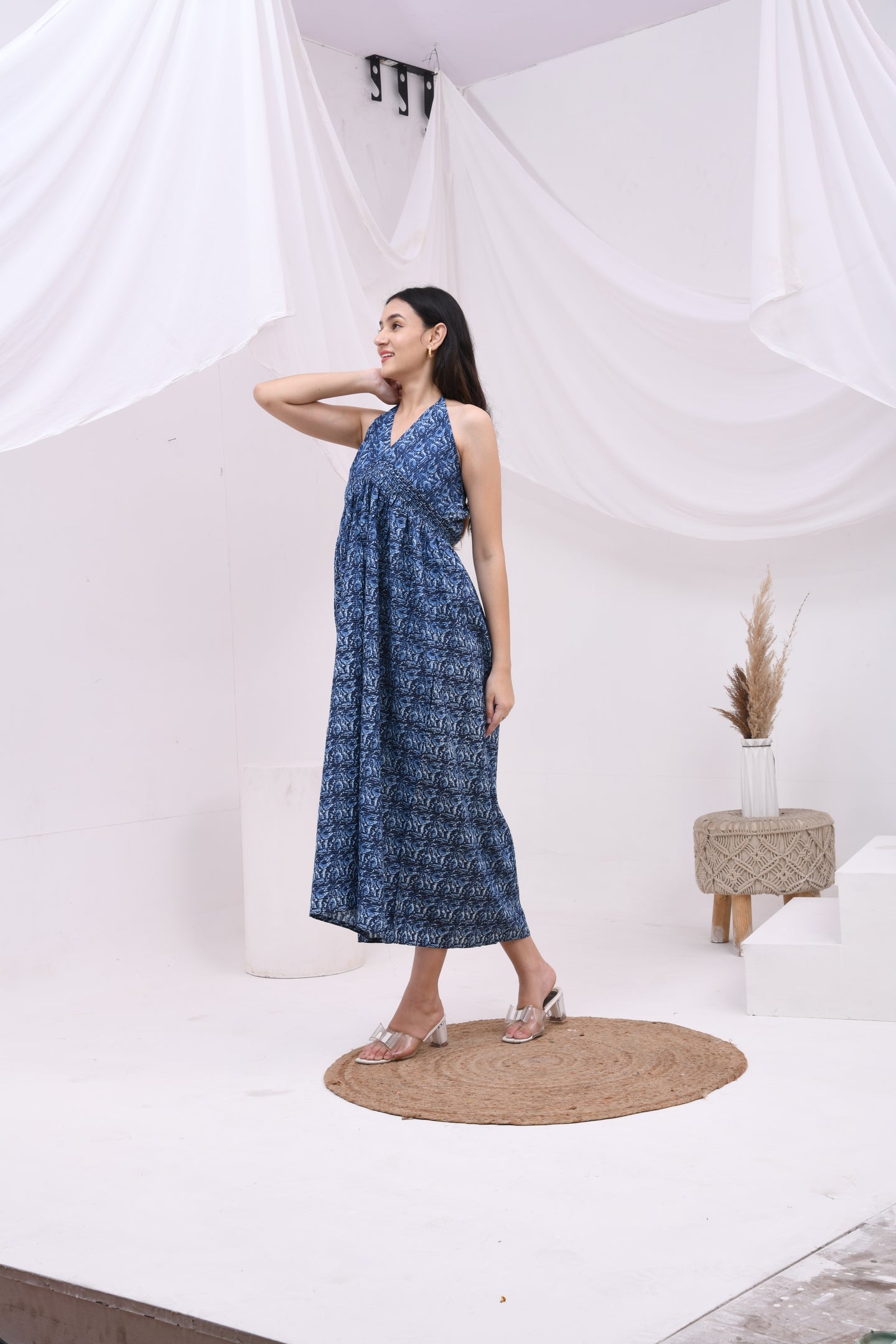 Blue Printed Maxi dress