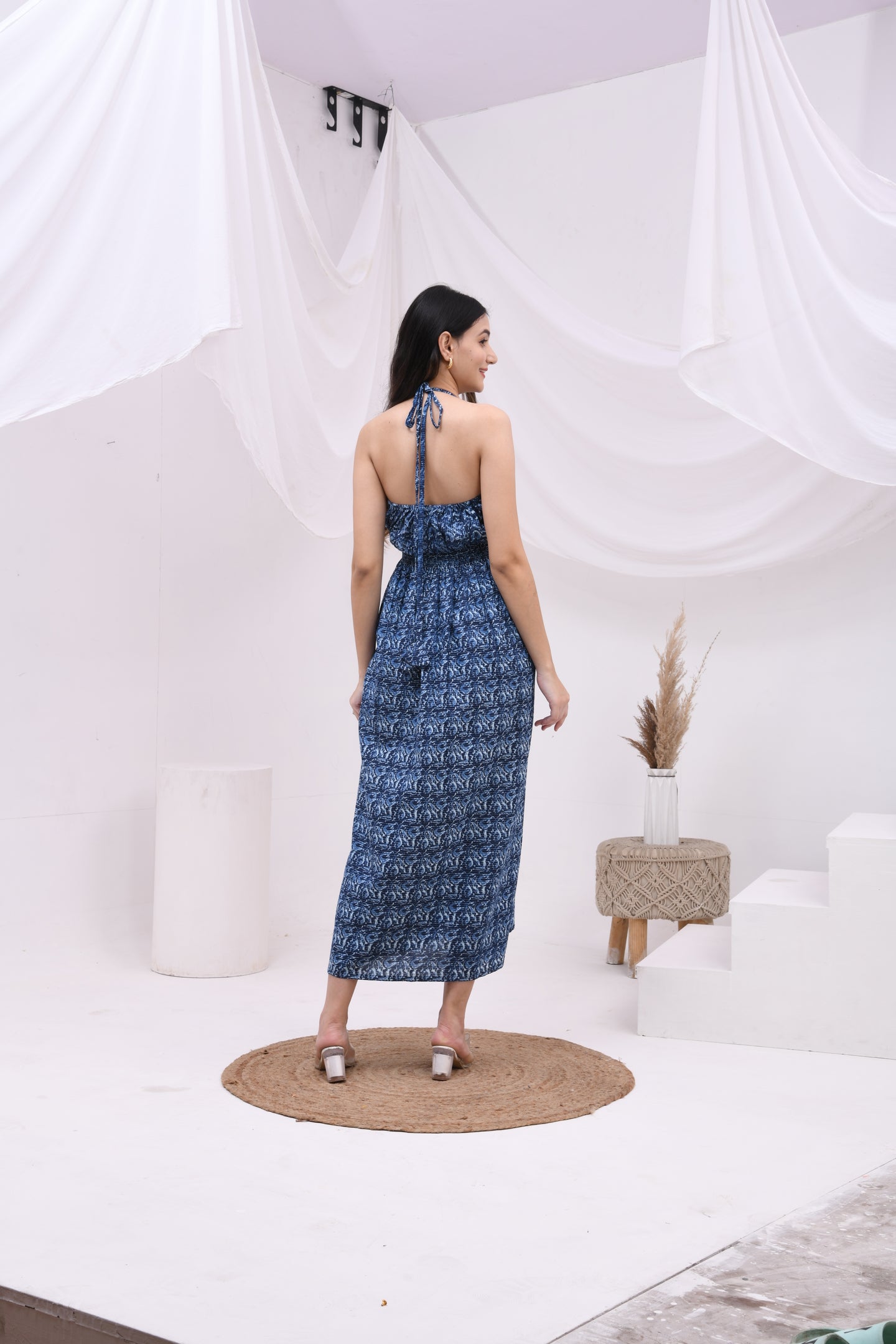 Blue Printed Maxi dress