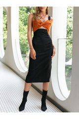 Black Orange Pencil Dress