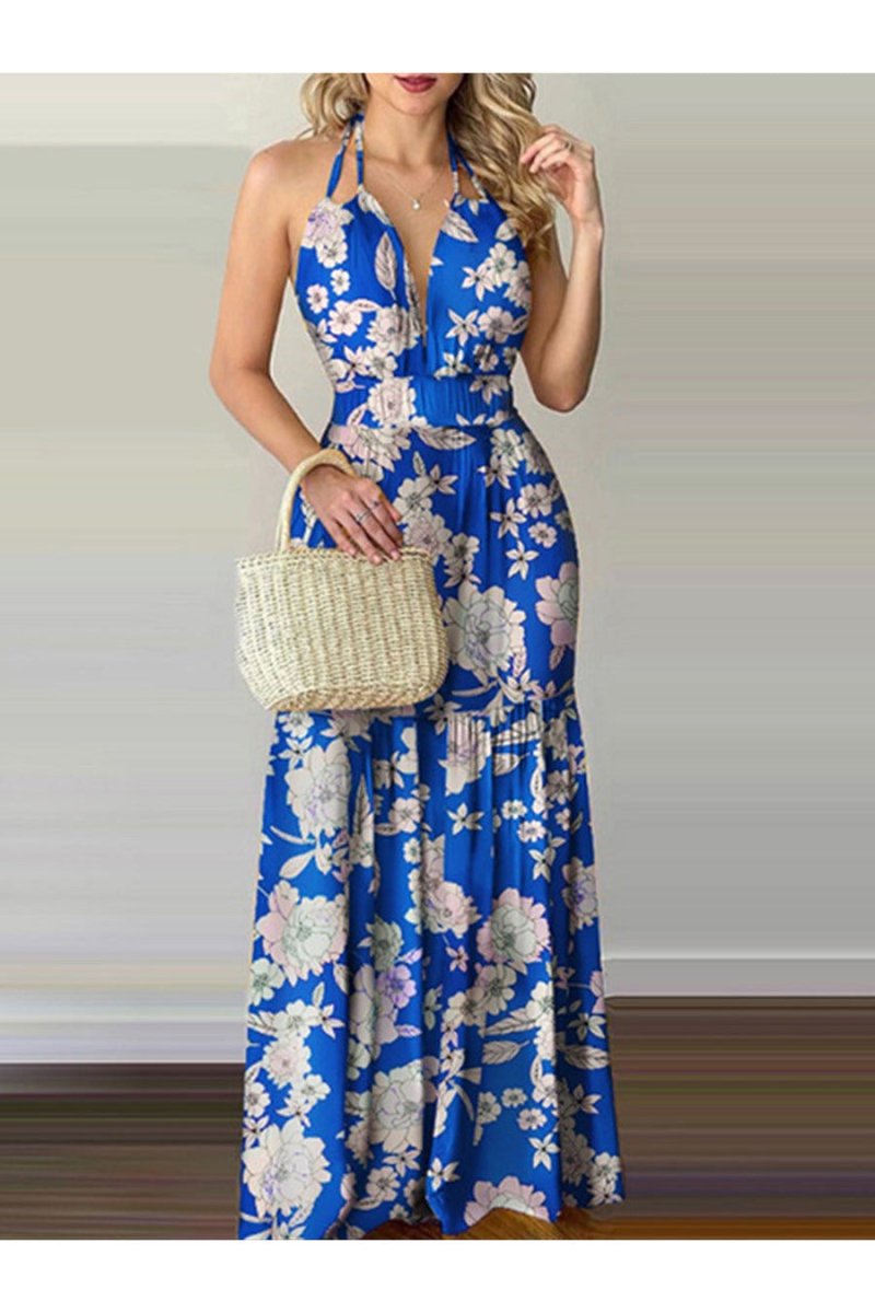 Long Floral Printed Slip Dress