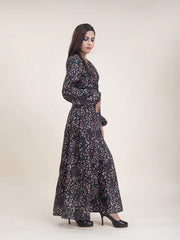 Black Floral Print Maxi Dress