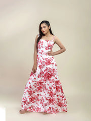 Sleeveless Printed Floral A-Line Dress