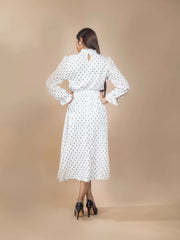 Long Sleeves Polka Dot A- Line Dress