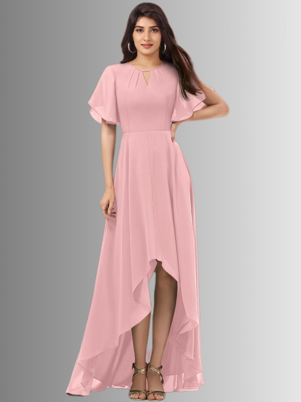 Open Sleeves Long Midi Dress