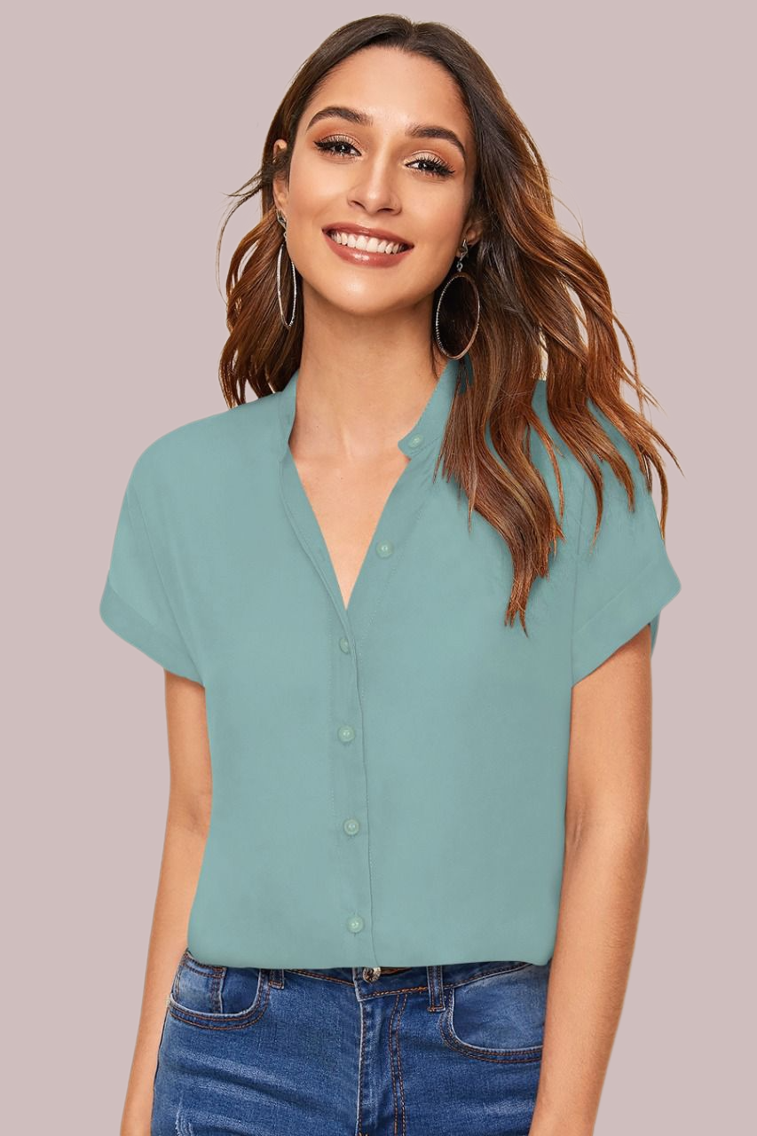 Round V-Neck short Sleeves Shirt